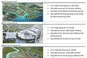 3 đại dự án Vinhomes Vũ Yên, Cổ Loa, Wonder Park được dự báo mang về cho Vinhomes gần 92.000 tỷ đồng trong 2024