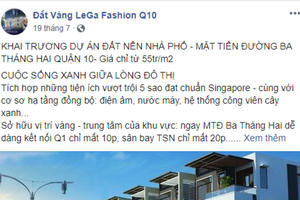 TP HCM: Cảnh báo về dự án đất nền “ma” đang rao bán tại trung tâm quận 10