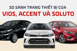 So sánh các trang thiết bị của Kia Soluto, Toyota Vios, Hyundai Accent