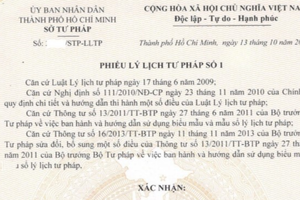 Cấp Phiếu lý lịch tư pháp qua dịch vụ công trực tuyến từ ngày 01/01/2023