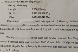 Không trả nợ thẻ tín dụng 8,5 triệu tại ngân hàng Eximbank, 11 năm sau con số đã lên gần 9 tỷ đồng
