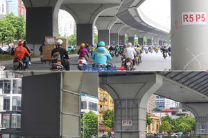 Cận cảnh hàng trăm màn hình LED cỡ lớn bao bọc trụ cầu cạn đường Vành đai 2