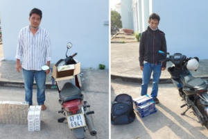 An Giang: Bắt 2 đối tượng vận chuyển thuốc lá lậu