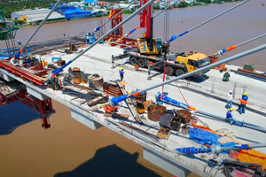 45 ngày đêm đẩy nhanh tiến độ thi công cầu Rạch Miễu 2