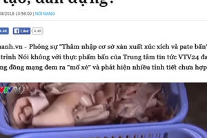 VTV24 khiếu nại Infonet, Dân Việt, Đại Đoàn Kết về vụ đưa tin VTV dàn dựng phóng sự pate, xúc xích bẩn