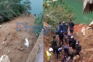 Lắp ván để xây kè, đất đá bất ngờ đổ ập xuống khiến  2 người tử vong
