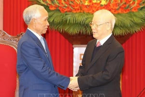 Tổng Bí thư Nguyễn Phú Trọng tiếp Đoàn đại biểu cấp cao Ban Tuyên huấn Trung ương Đảng NDCM Lào