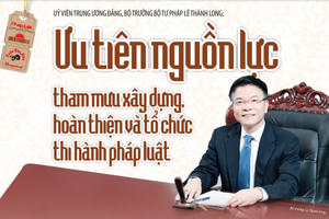 Ủy viên Trung ương Đảng, Bộ trưởng Bộ Tư pháp Lê Thành Long: Ưu tiên nguồn lực tham mưu xây dựng, hoàn thiện và tổ chức thi hành pháp luật