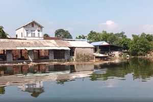 Người dân "bì bõm" trong cảnh ngập lụt Người dân "bì bõm" trong cảnh ngập lụt