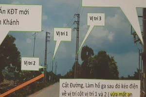 Cột điện trung thế 35 KV sát cổng nhà dân tại tổ dân phố Ninh Khánh gây nguy hiểm tính mạng người dân