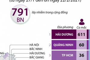 13 tỉnh, thành phố có ca mắc COVID-19 kể từ ngày 27/1