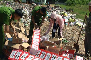 Lào Cai: Tiêu hủy bánh kẹo, hoa quả không rõ nguồn gốc xuất xứ