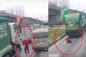 Video: Người đàn ông bị cuốn vào gầm xe chở rác, hình ảnh sau đó khiến nhiều người "bị sốc"