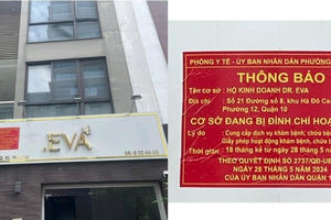 Dán biển cảnh báo tại những cơ sở thẩm mỹ đang bị đình chỉ hoạt động
