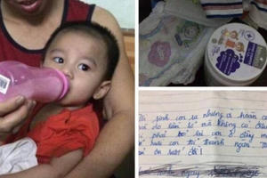 Hà Nội: Bé trai bị bỏ rơi ở sân vận động cùng bức tâm thư đẫm nước mắt của người mẹ