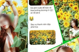 Phá hoại xong quay ra chụp ảnh "nude" để bảo vệ hoa hướng dương