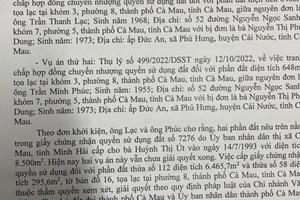Cà Mau: Thửa đất đang bị Tòa án thụ lý vụ kiện tranh chấp có được làm thủ tục cấp chứng nhận quyền sử dụng?