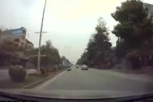 Hi hữu: Đâm thẳng chú chó lao qua đường, người đàn ông bất tỉnh