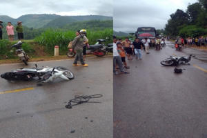 Xe máy va chạm với xe tải trên QL6 khiến 1 người tử vong