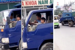 Thanh Hóa: Phạt 8 triệu đồng chủ phương tiện để bé trai 10 tuổi lái xe tải trên phố