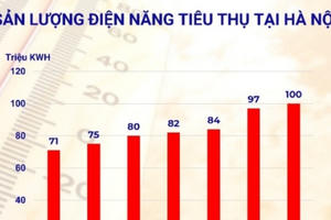 Nắng nóng gay gắt khiến lượng điện tiêu thụ ở Hà Nội lập "đỉnh" ngày 21/6 Nắng nóng gay gắt khiến lượng điện tiêu thụ ở Hà Nội lập "đỉnh" ngày 21/6