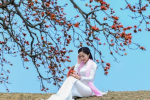 Thiếu nữ dịu dàng bên sắc hoa gạo tháng 3