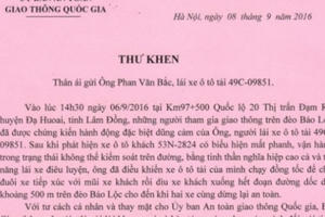 Bộ trưởng Bộ GTVT gửi thư khen tài xế Phan Văn Bắc