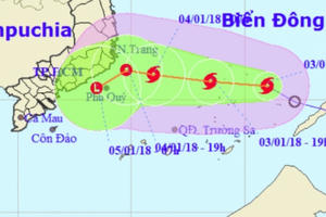 Tin bão số 1 năm 2018: Áp thấp nhiệt đới đã mạnh lên thành bão, tiến thẳng vào đất liền