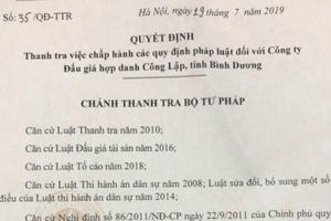 Bộ Tư pháp thanh tra toàn bộ quy trình bán đấu giá tài sản đối với Công ty Đấu giá hợp danh Công Lập Bộ Tư pháp thanh tra toàn bộ quy trình bán đấu giá tài sản đối với Công ty Đấu giá hợp danh Công Lập