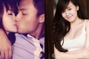 Cầu thủ Mạc Hồng Quân ôm hôn say đắm Bà Tưng