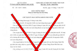 Cảnh báo giả mạo văn bản của Uỷ ban Chứng khoán Nhà nước