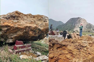 Công an vào cuộc vụ nổ mìn khiến đá tảng đè nát hàng chục ngôi mộ Công an vào cuộc vụ nổ mìn khiến đá tảng đè nát hàng chục ngôi mộ