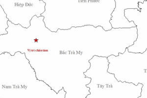 Quảng Nam: Lại động đất ở khu vực Bắc Trà My