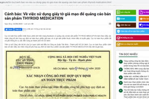 Cảnh báo sử dụng giấy tờ giả mạo để quảng cáo bán sản phẩm THYROID MEDICATION