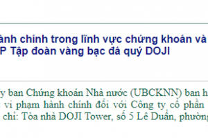 Công ty cổ phần Tập đoàn vàng bạc đá quý DOJI bị xử phạt