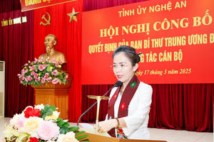 Bà Võ Thị Minh Sinh làm Phó Bí thư Tỉnh ủy Nghệ An