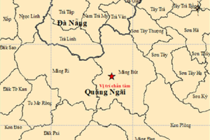 Bốn trận động đất xảy ra liên tiếp tại Quảng Ngãi