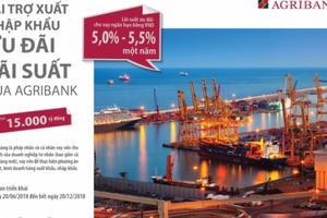Agribank dành 15.000 tỷ đồng cho chương trình tài trợ xuất nhập khẩu ưu đãi lãi suất đến khách hàng. Agribank dành 15.000 tỷ đồng cho chương trình tài trợ xuất nhập khẩu ưu đãi lãi suất đến khách hàng.