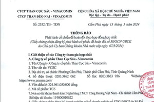 Công ty Than Cọc Sáu thông báo về việc hoán đổi cổ phiếu để thực hiện hợp nhất Công ty Than Cọc Sáu thông báo về việc hoán đổi cổ phiếu để thực hiện hợp nhất