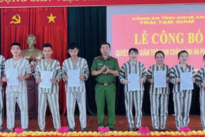 Nghệ An: Hơn 1.100 phạm nhân được giảm án dịp Quốc khánh 2/9