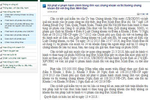 Thao túng cổ phiếu một người bị xử phạt 550 triệu đồng