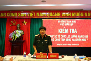 Kiểm tra công tác tổ chức lực lượng năm 2025 tại Bộ Chỉ huy Quân sự tỉnh Đồng Nai