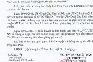 Vụ cán bộ xã Chu Phan hành hung người dân: Huyện Mê Linh đang khẩn trương giải quyết vụ việc