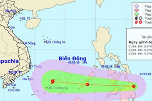 Áp thấp nhiệt đới có khả năng thành bão đang hướng vào Biển Đông