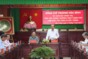 Phó Thủ tướng Trương Hòa Bình làm việc tại tỉnh Sóc Trăng