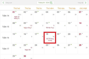 Số ngày người lao động được nghỉ dịp Giỗ Tổ Hùng Vương (10/3 âm lịch) sắp tới