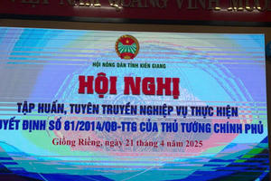 Hội nông dân tỉnh Kiên Giang tập huấn tuyên truyền, phổ biến pháp luật cho cán bộ hội viên 5 huyện