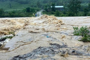 Bình Định: Nước lũ dâng cao gây ngập khiến 140 hộ dân bị cô lập