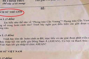 Đề thi học sinh giỏi tỉnh ‘nhầm lẫn’ phong trào Cần Vương thuộc lịch sử thế giới