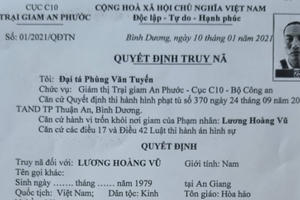 Truy nã phạm nhân trốn khỏi trại giam An Phước